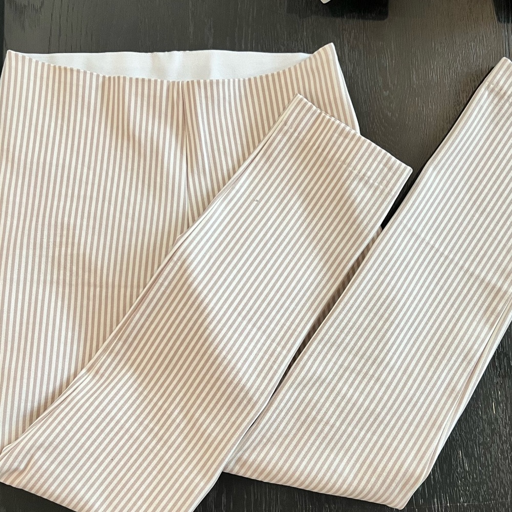 Beige & cream pinstripe slim work pant